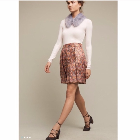 Anthropologie Maeve Rosie Skirt Metallic Floral - Picture 2 of 9